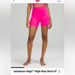 NWOT Lululemon Sonic Pink Align 6” Shorts